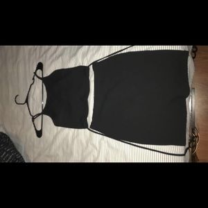 black mini skirt and top set